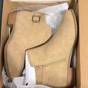 Tan Ankle Boots with Buckle Detail